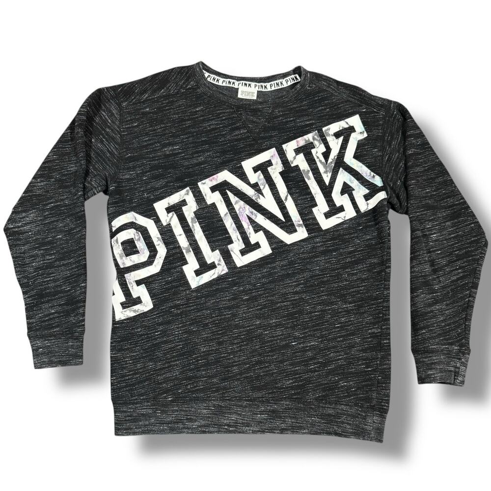 PINK Victoria's Secret Sweatshirt Size XS Campus Crew Neck Gray Oversized Y2K‎